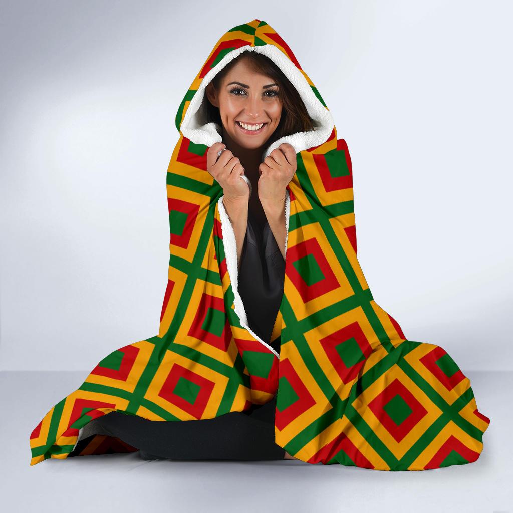Rasta Reggae Color Cross Hooded Blanket-JTAMIGO.COM