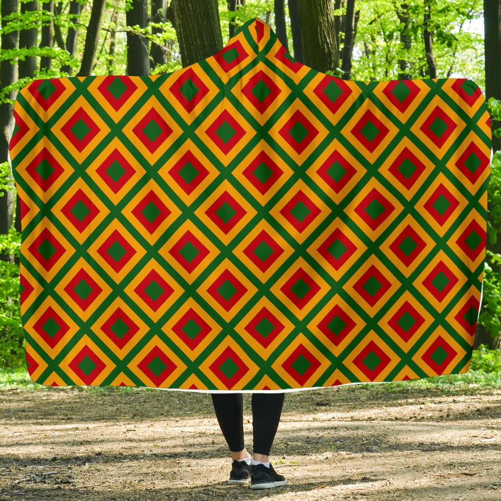 Rasta Reggae Color Cross Hooded Blanket-JTAMIGO.COM