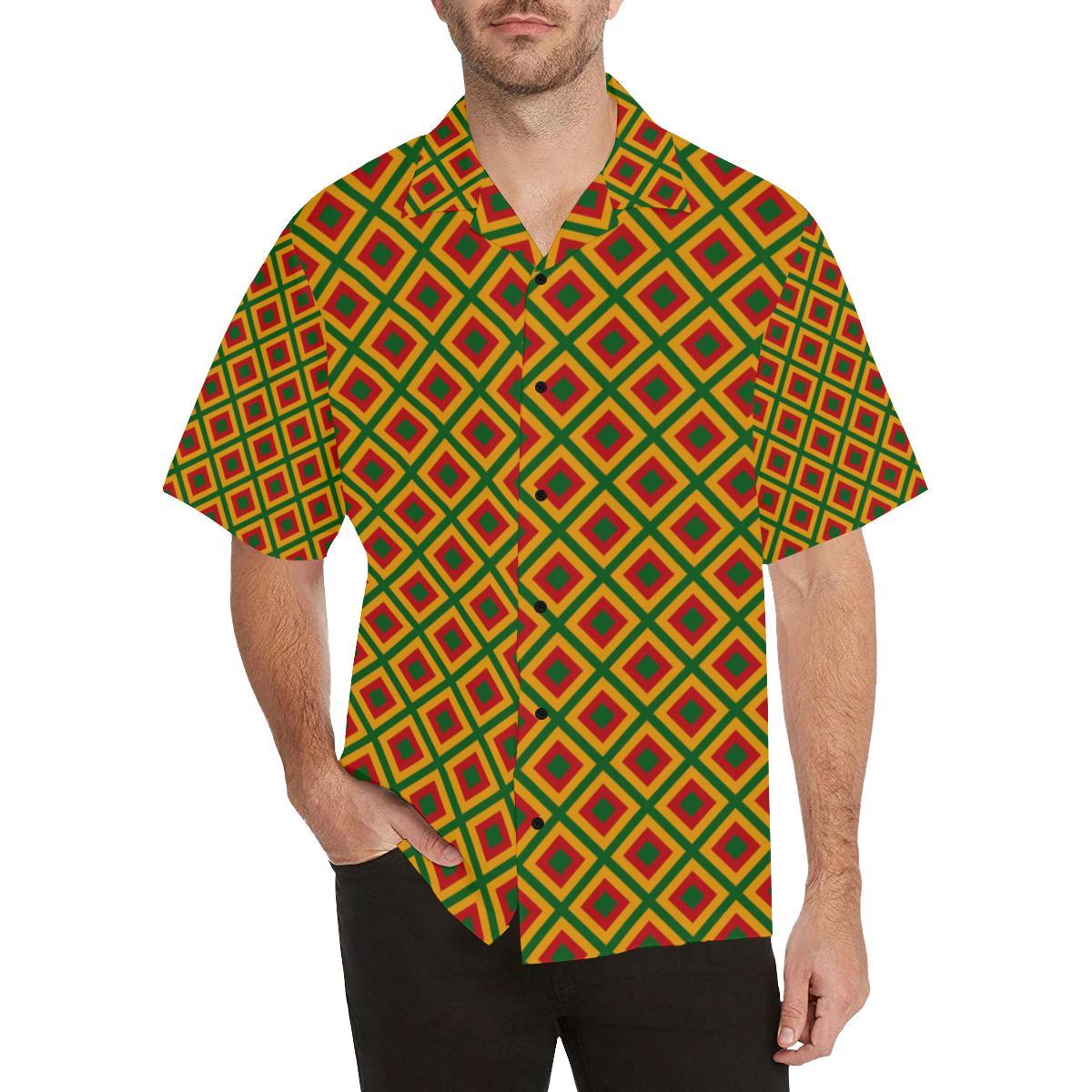 Rasta Reggae Color Cross Men Aloha Hawaiian Shirt