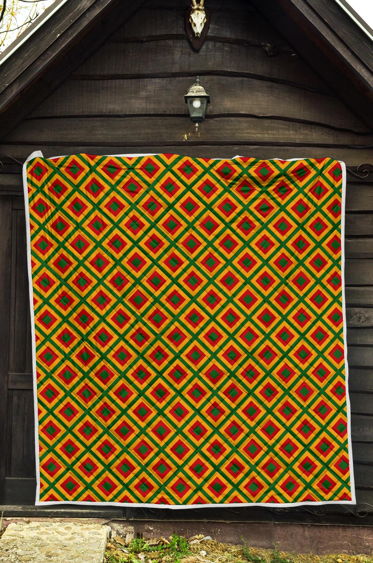 Rasta Reggae Color Cross Premium Quilt-JTAMIGO.COM