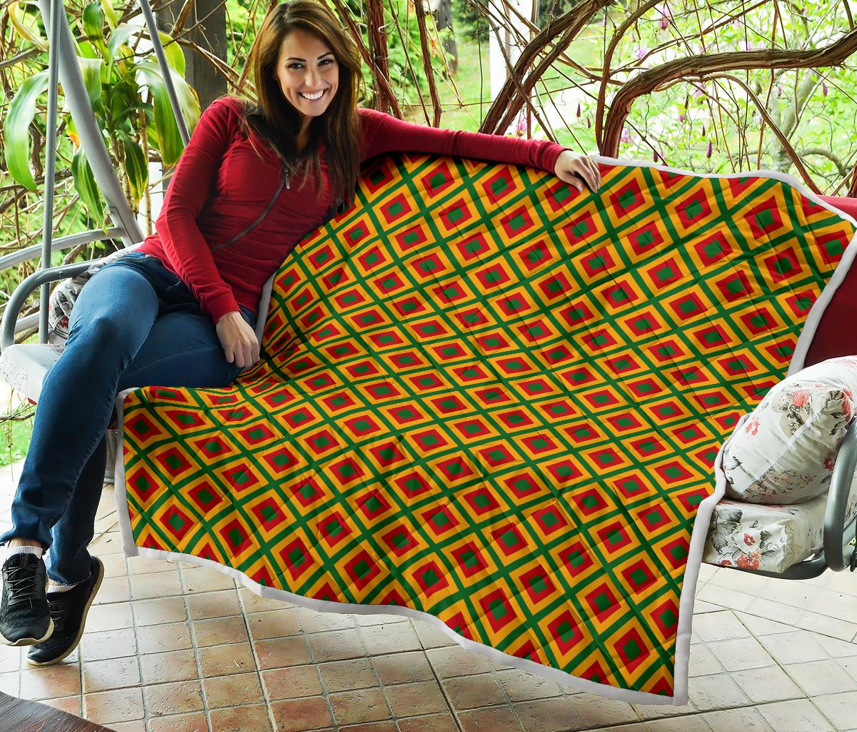 Rasta Reggae Color Cross Premium Quilt-JTAMIGO.COM