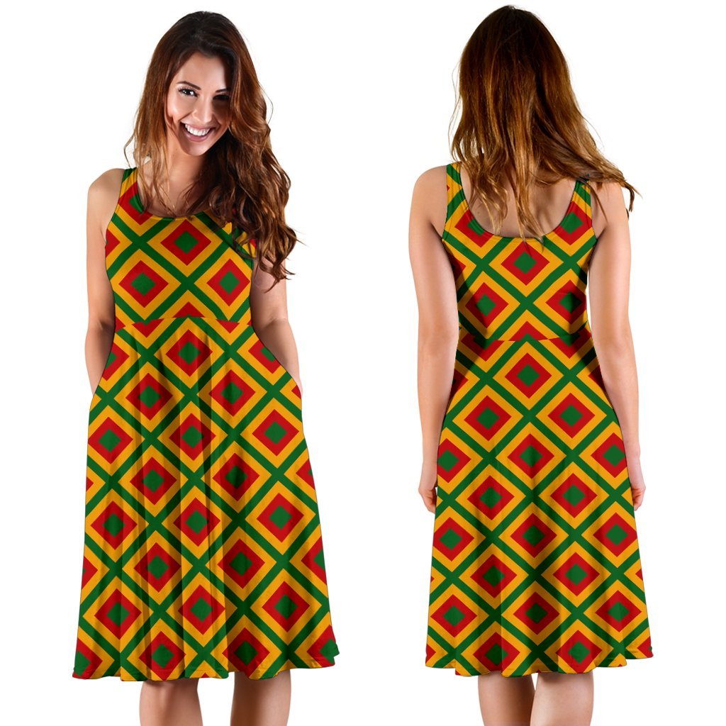 Rasta Reggae Color Cross Sleeveless Dress