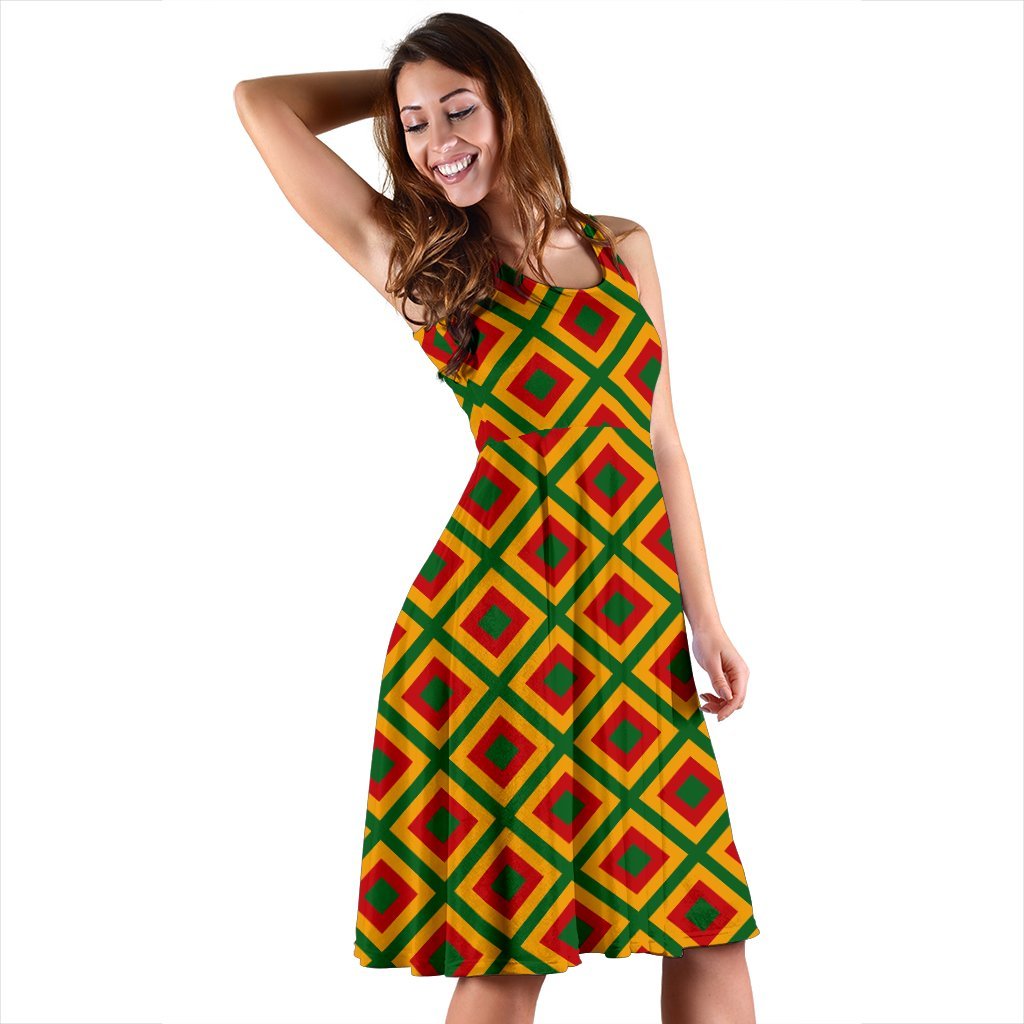 Rasta Reggae Color Cross Sleeveless Dress