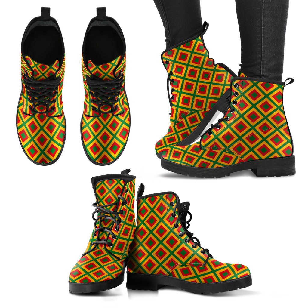 Rasta Reggae Color Cross Women Leather Boots-JTAMIGO.COM