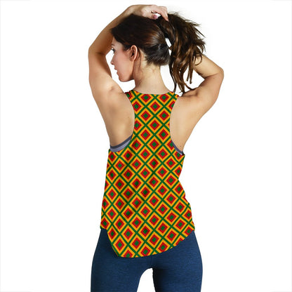Rasta Reggae Color Cross Women Racerback Tank Top