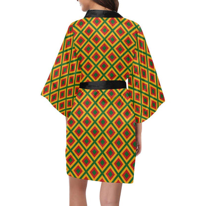 Rasta Reggae Color Cross Women Short Kimono Robe