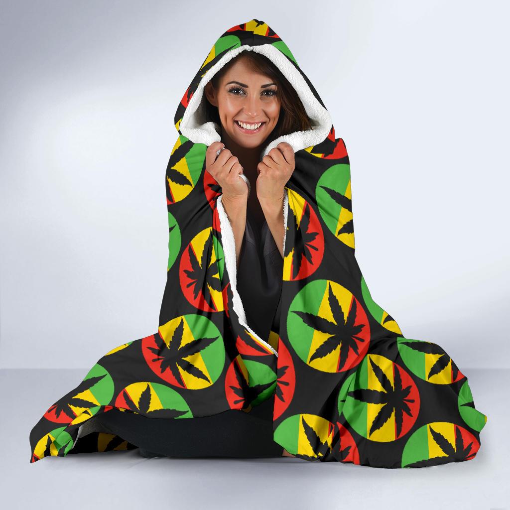 Rasta Reggae Color Design Hooded Blanket-JTAMIGO.COM