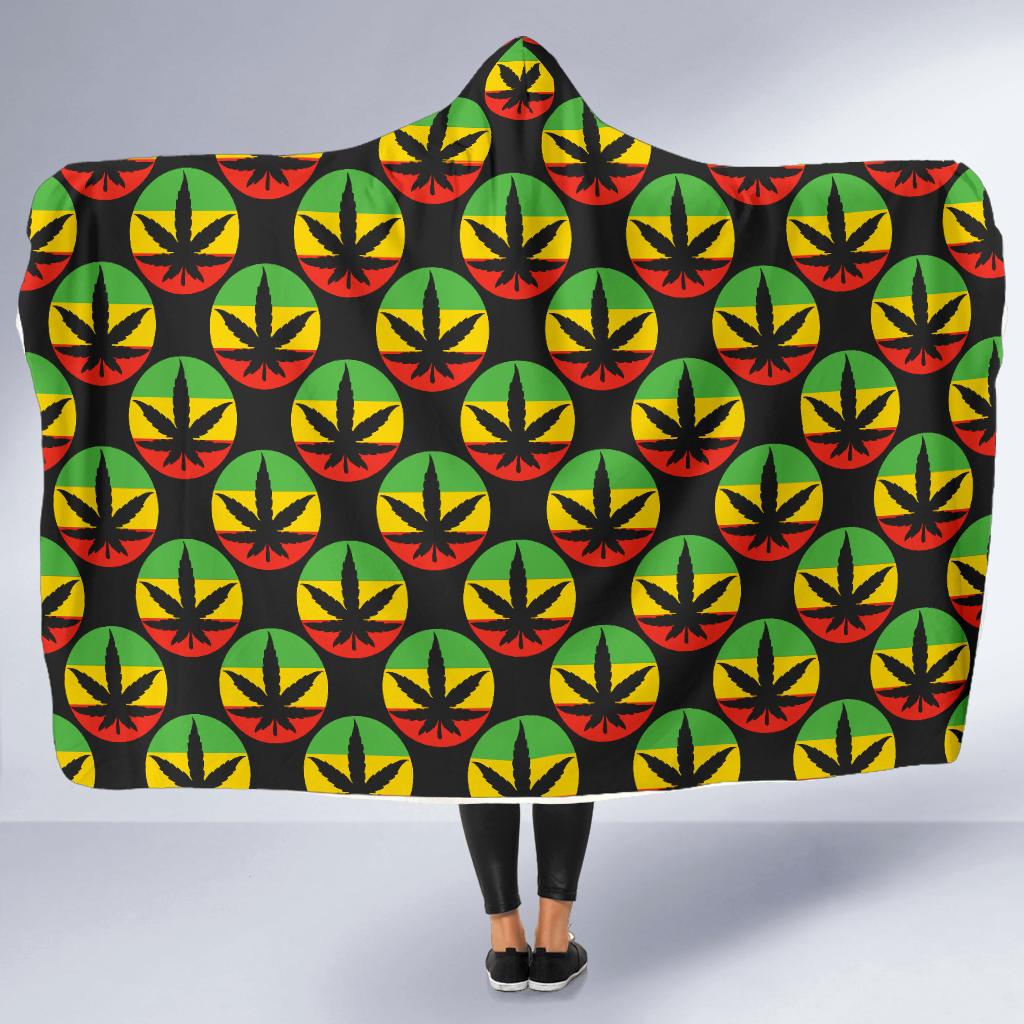 Rasta Reggae Color Design Hooded Blanket-JTAMIGO.COM