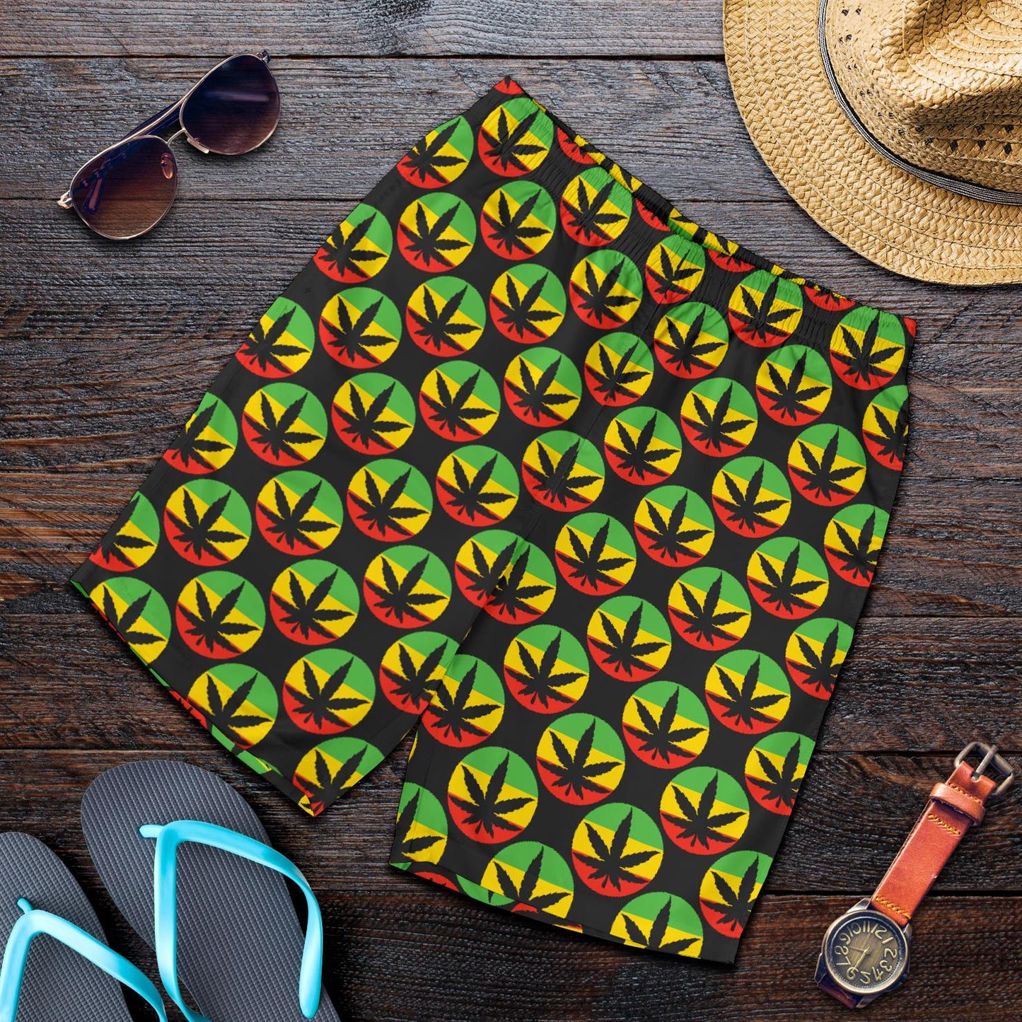 Rasta Reggae Color Design Mens Shorts-JTAMIGO.COM