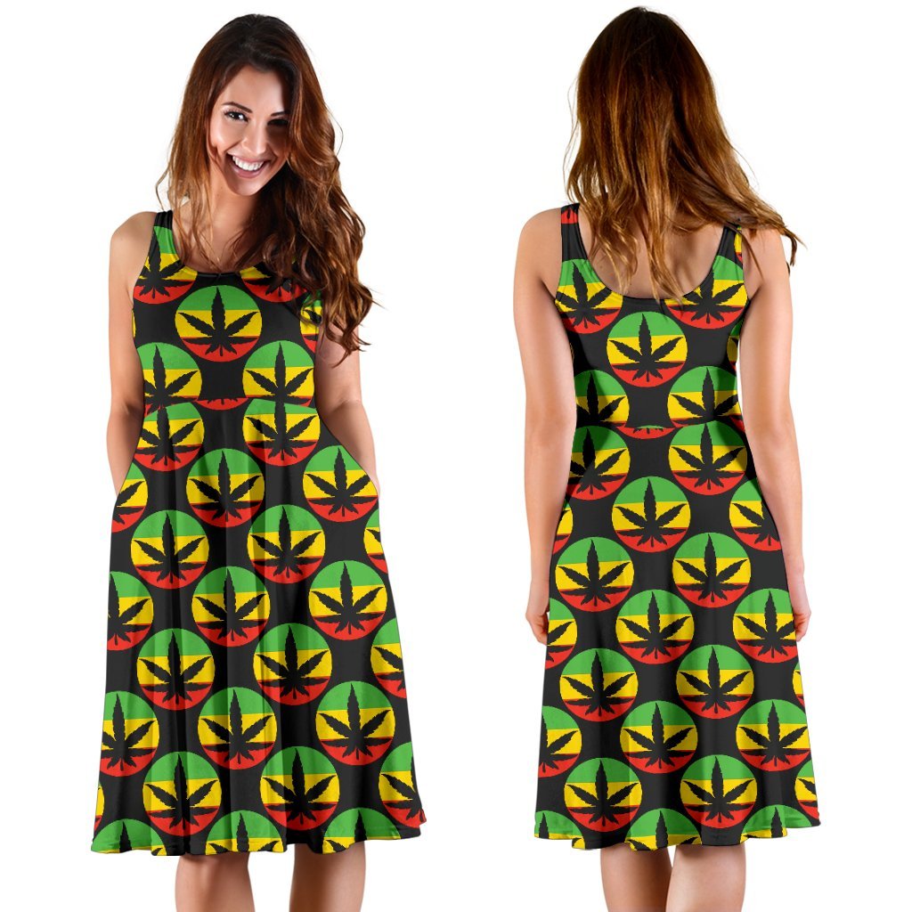 Rasta Reggae Color Design Sleeveless Dress
