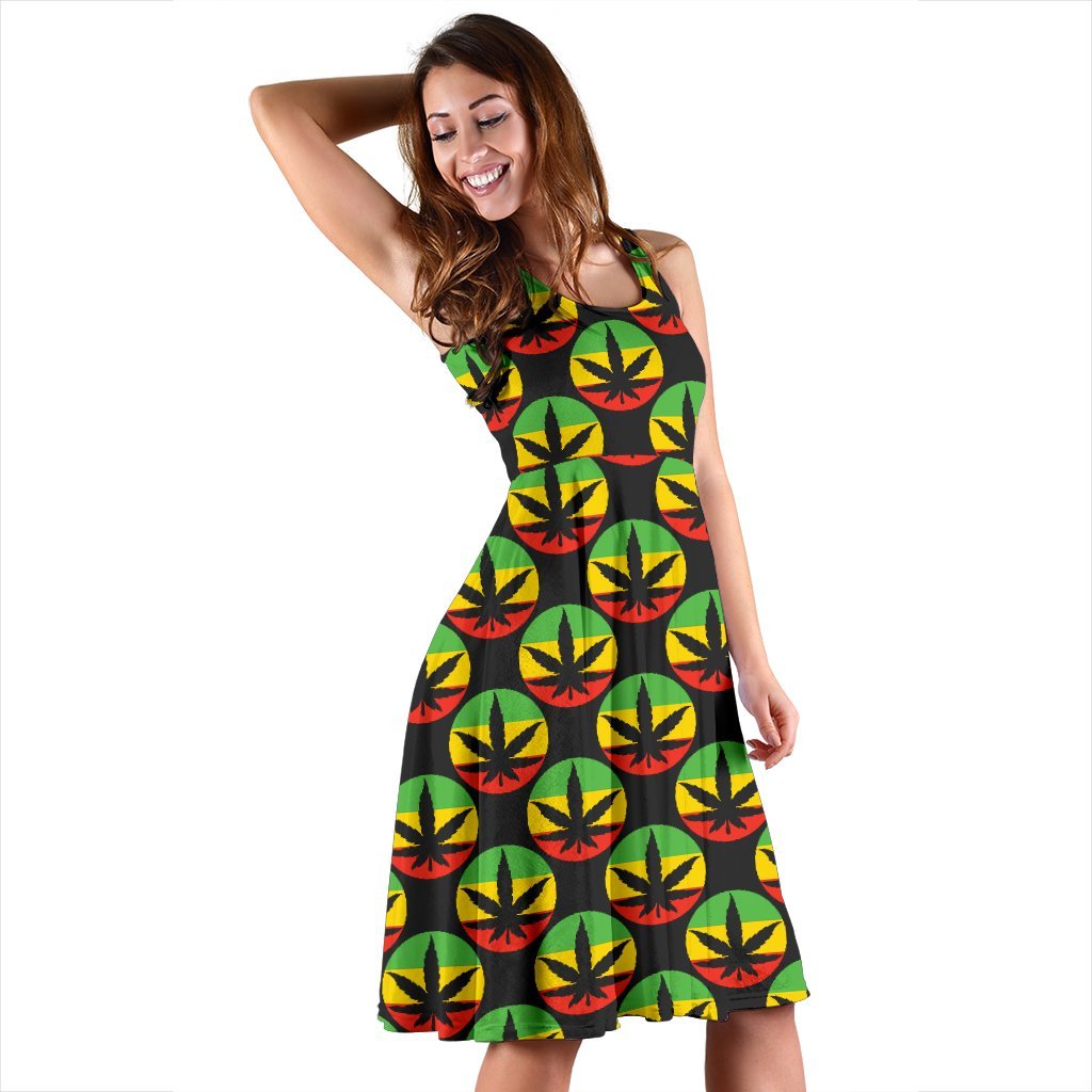 Rasta Reggae Color Design Sleeveless Dress