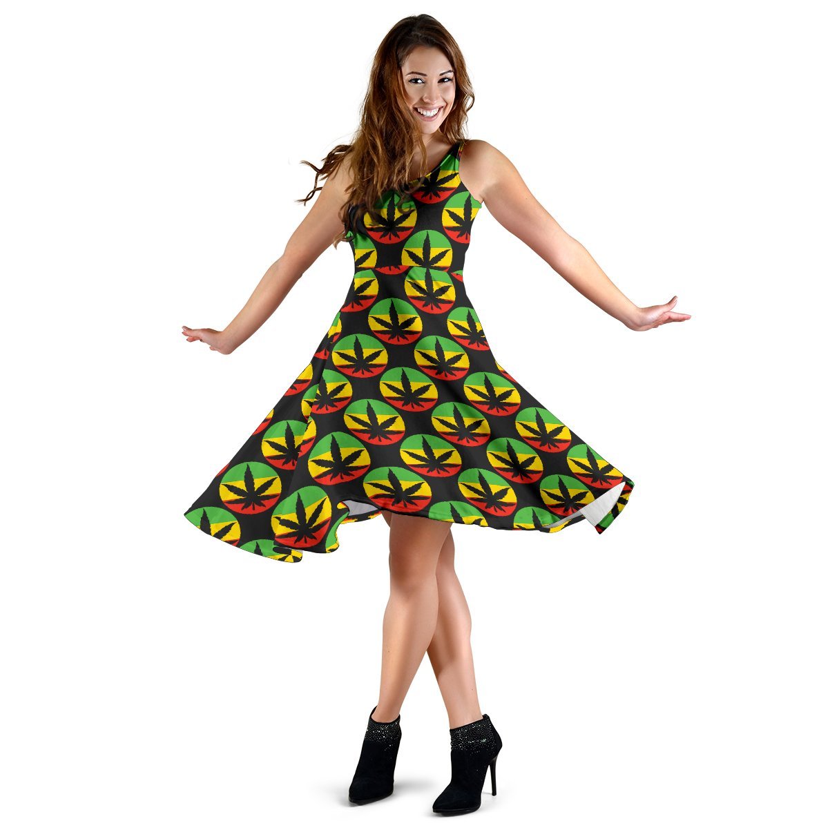 Rasta Reggae Color Design Sleeveless Dress