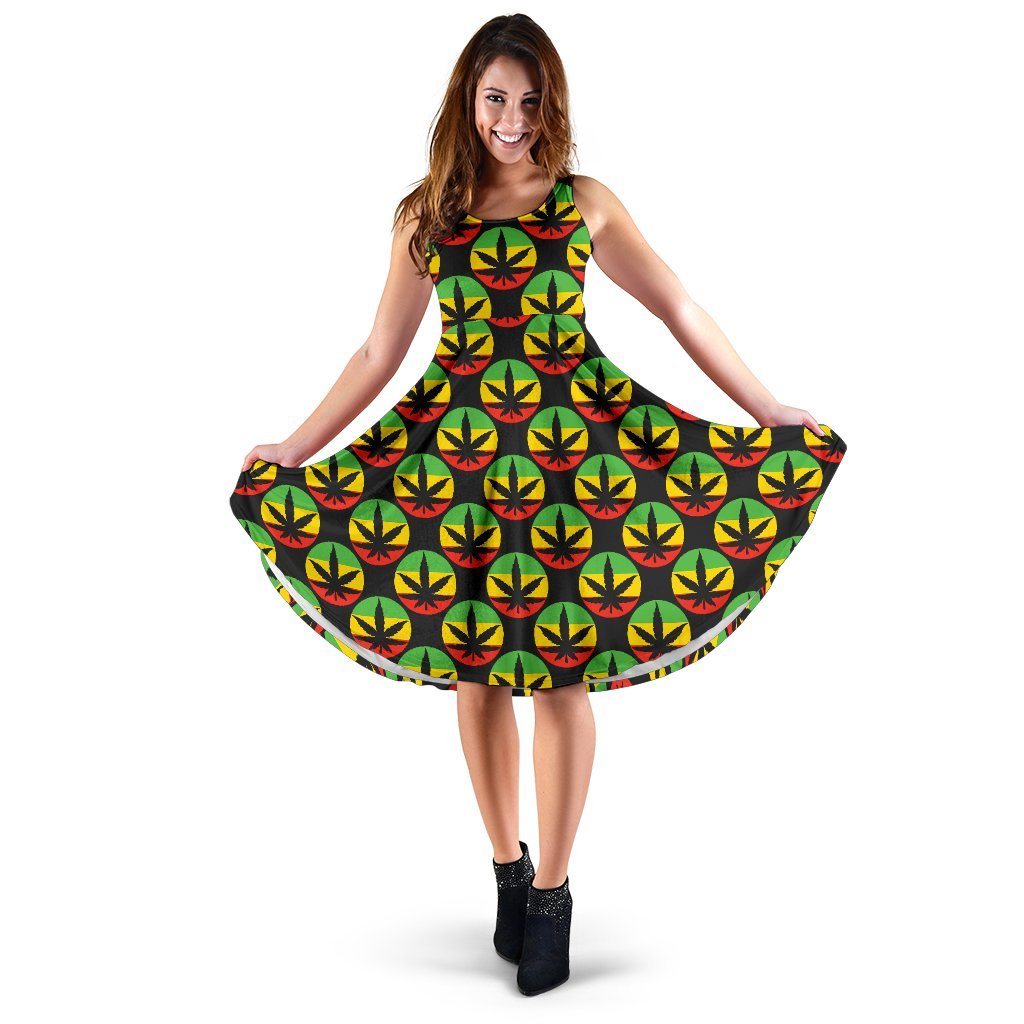 Rasta Reggae Color Design Sleeveless Dress