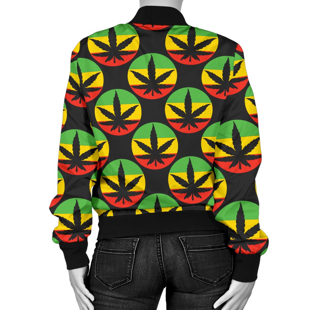Rasta Reggae Color Design Women Casual Bomber Jacket