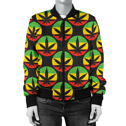 Rasta Reggae Color Design Women Casual Bomber Jacket