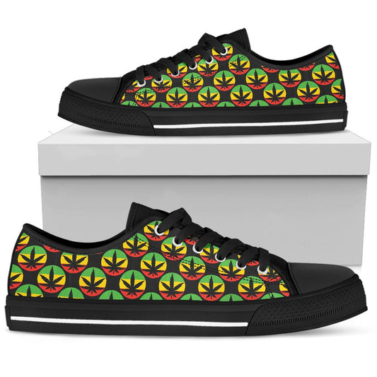 Rasta Reggae Color Design Women Low Top Shoes-JTAMIGO.COM