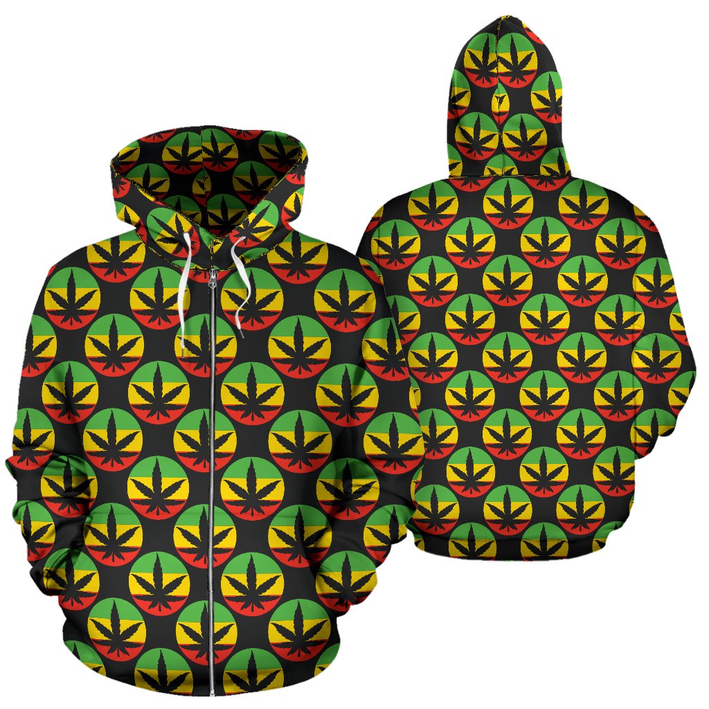 Rasta Reggae Color Design Zip Up Hoodie