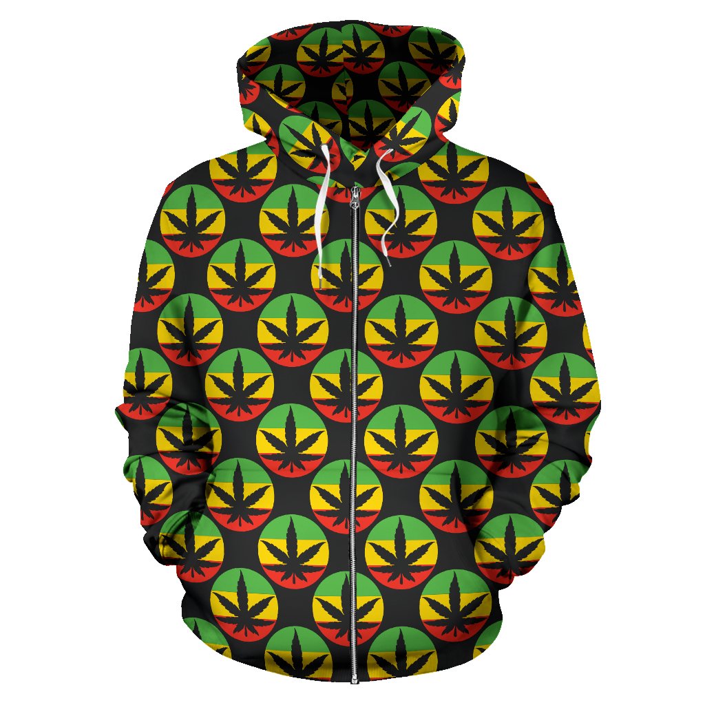 Rasta Reggae Color Design Zip Up Hoodie