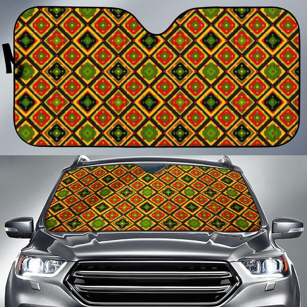 Rasta Reggae Color Pattern Car Sun Shade For Windshield