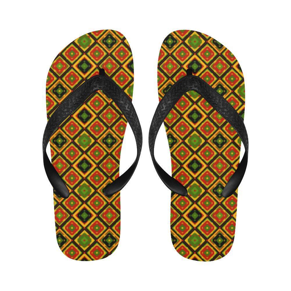Rasta Reggae Color Pattern Flip Flops-JTAMIGO.COM