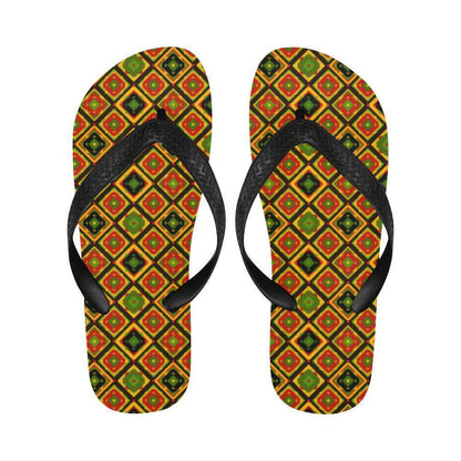 Rasta Reggae Color Pattern Flip Flops-JTAMIGO.COM