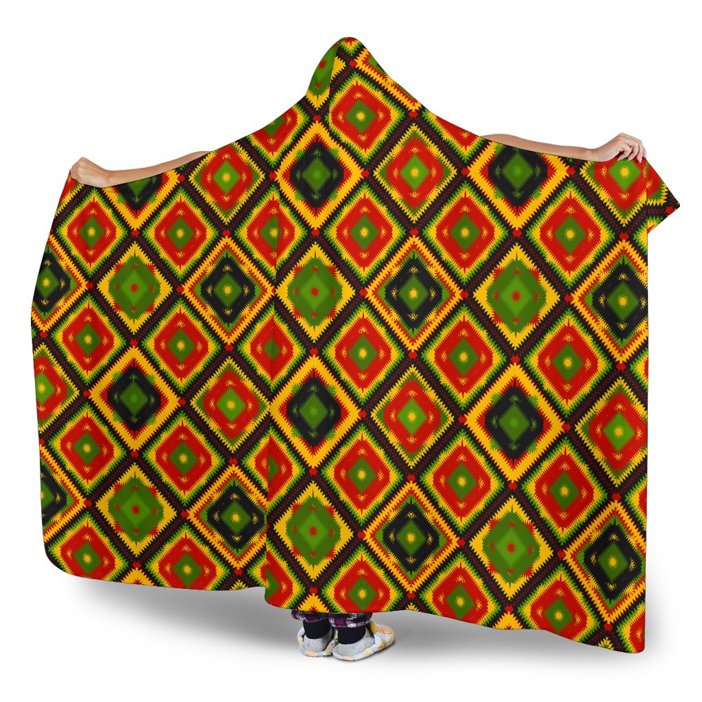 Rasta Reggae Color Pattern Hooded Blanket-JTAMIGO.COM