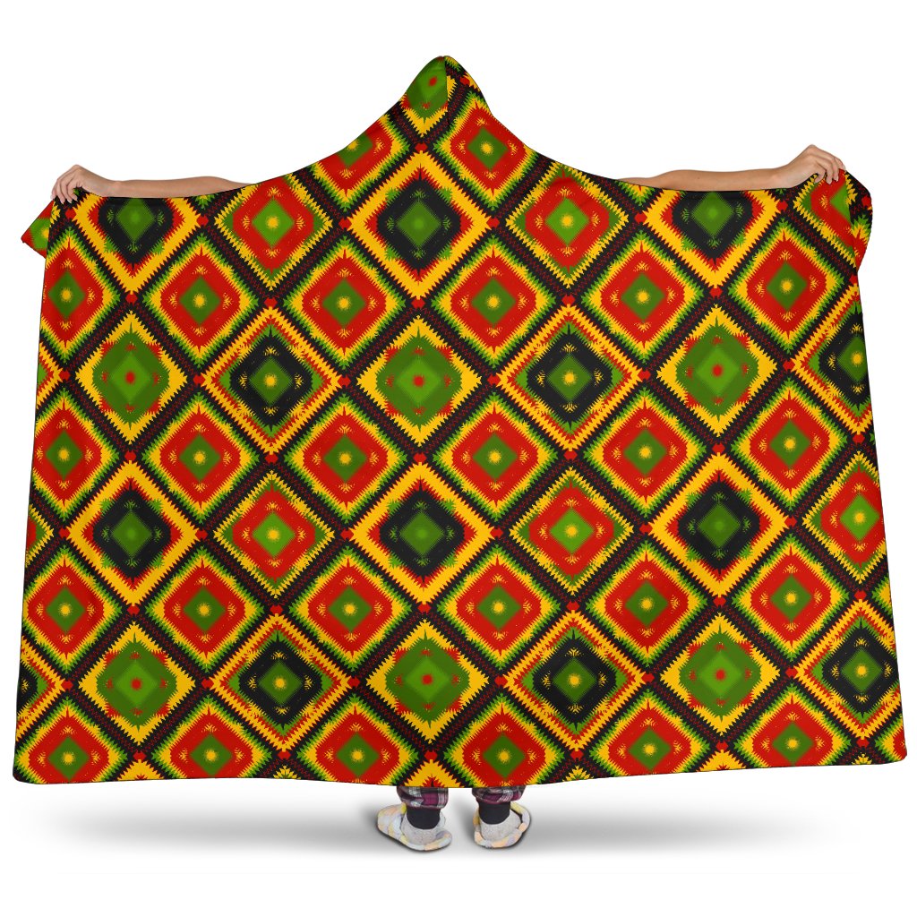 Rasta Reggae Color Pattern Hooded Blanket-JTAMIGO.COM