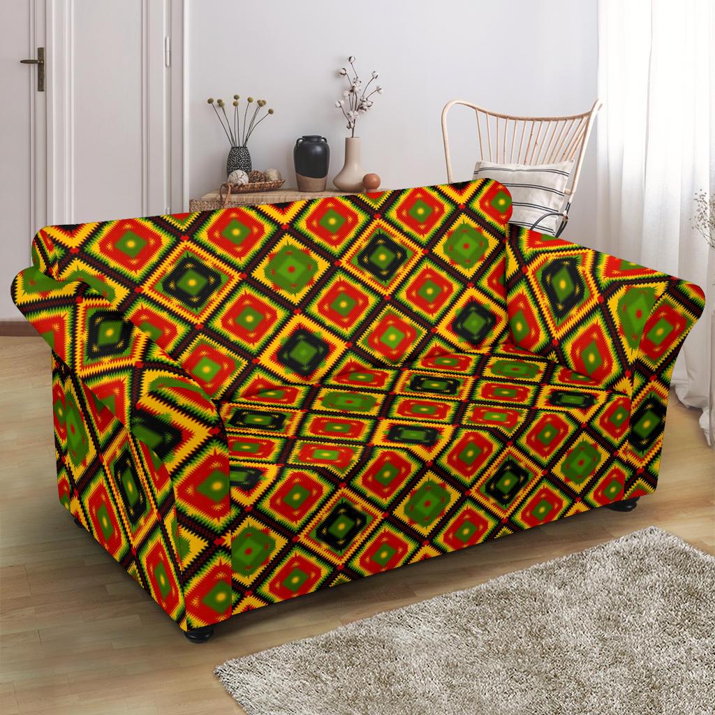 Rasta Reggae Color Pattern Loveseat Slipcover-JTAMIGO.COM