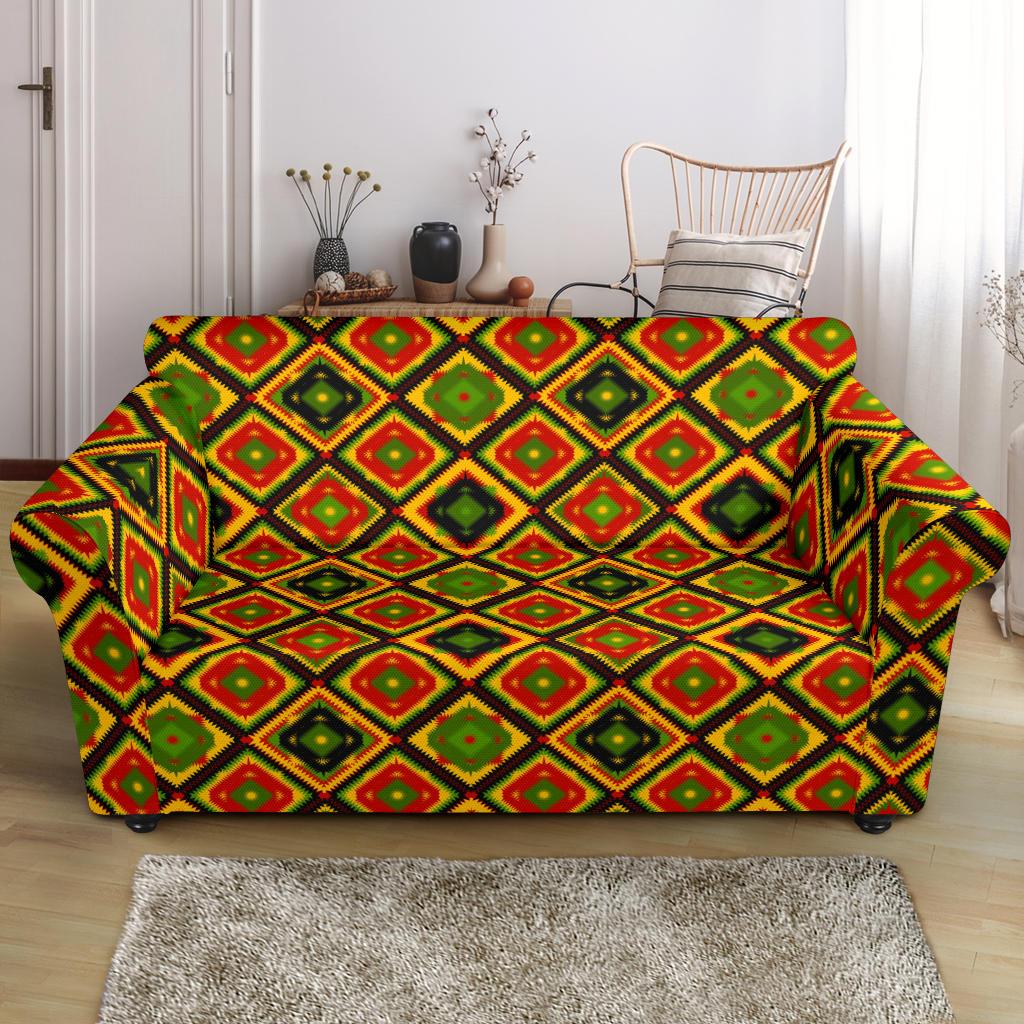 Rasta Reggae Color Pattern Loveseat Slipcover-JTAMIGO.COM