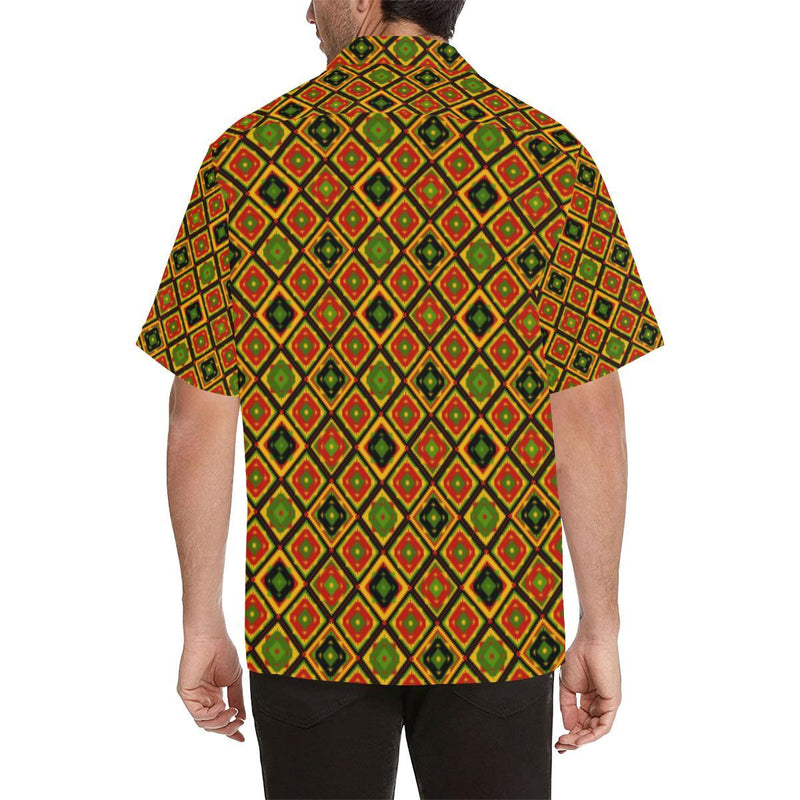 Rasta Reggae Color Pattern Men Aloha Hawaiian Shirt