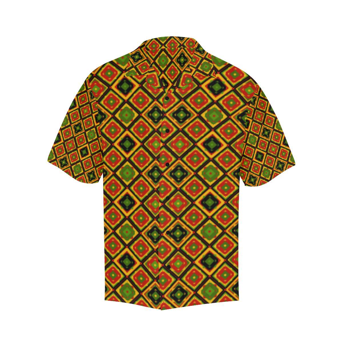 Rasta Reggae Color Pattern Men Aloha Hawaiian Shirt