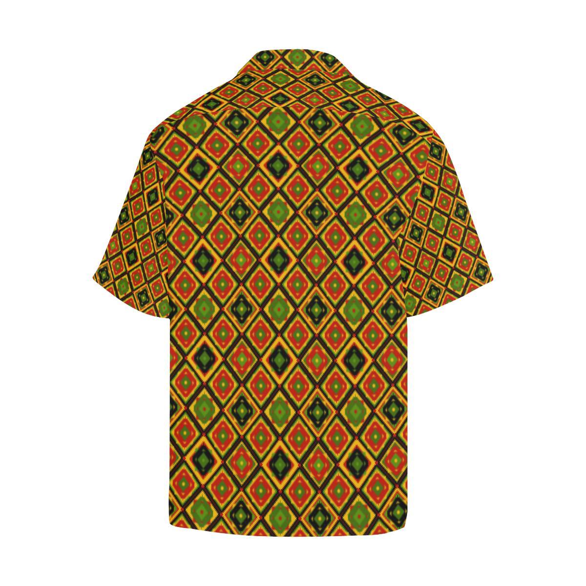 Rasta Reggae Color Pattern Men Aloha Hawaiian Shirt