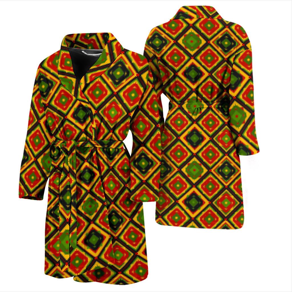 Rasta Reggae Color Pattern Men Bath Robe-JTAMIGO.COM