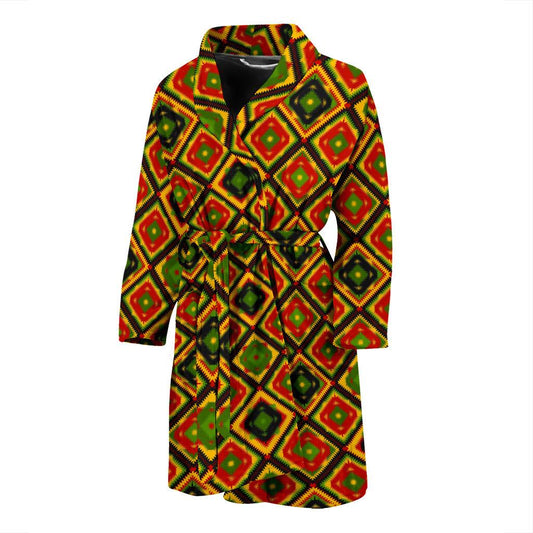 Rasta Reggae Color Pattern Men Bath Robe-JTAMIGO.COM
