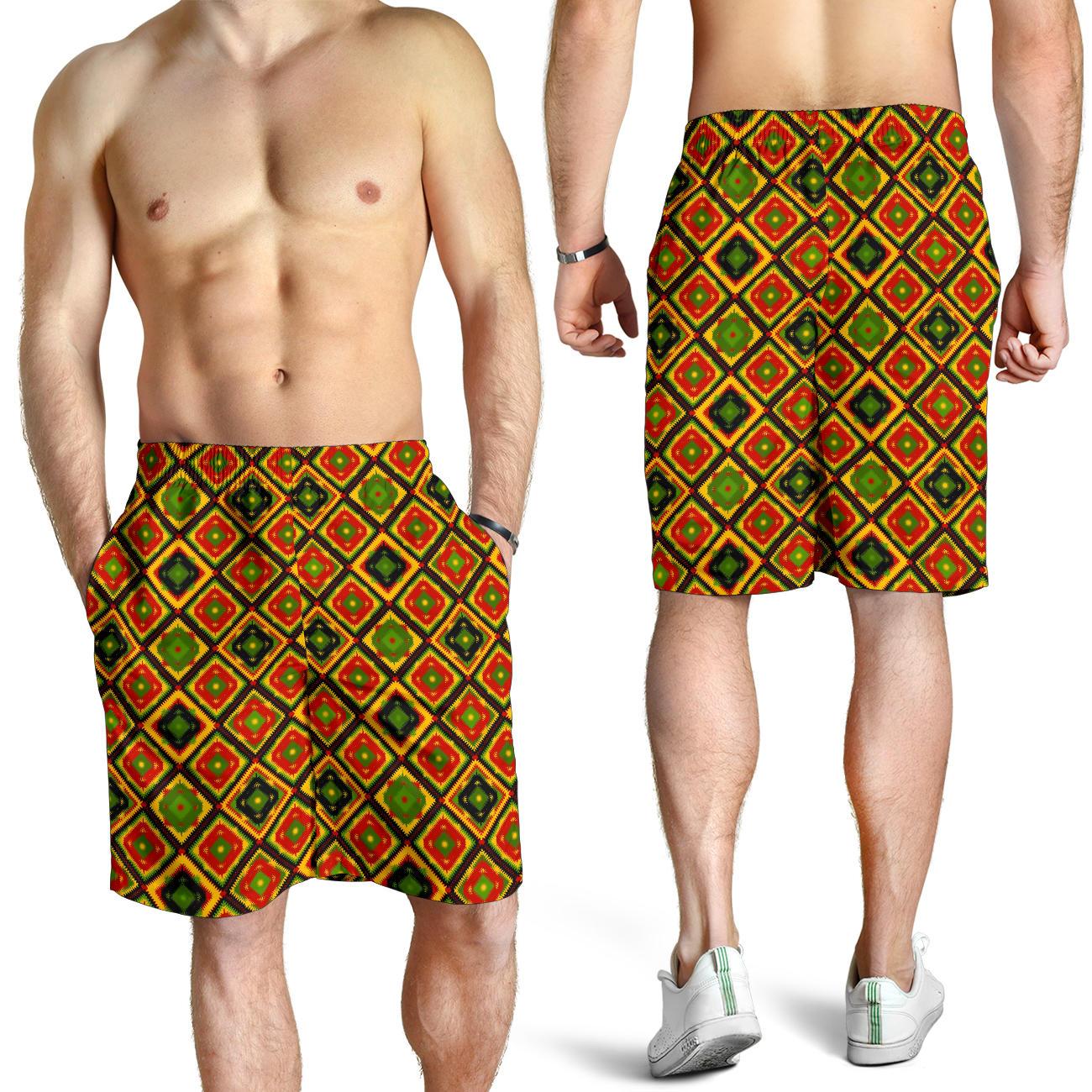 Rasta Reggae Color Pattern Mens Shorts-JTAMIGO.COM