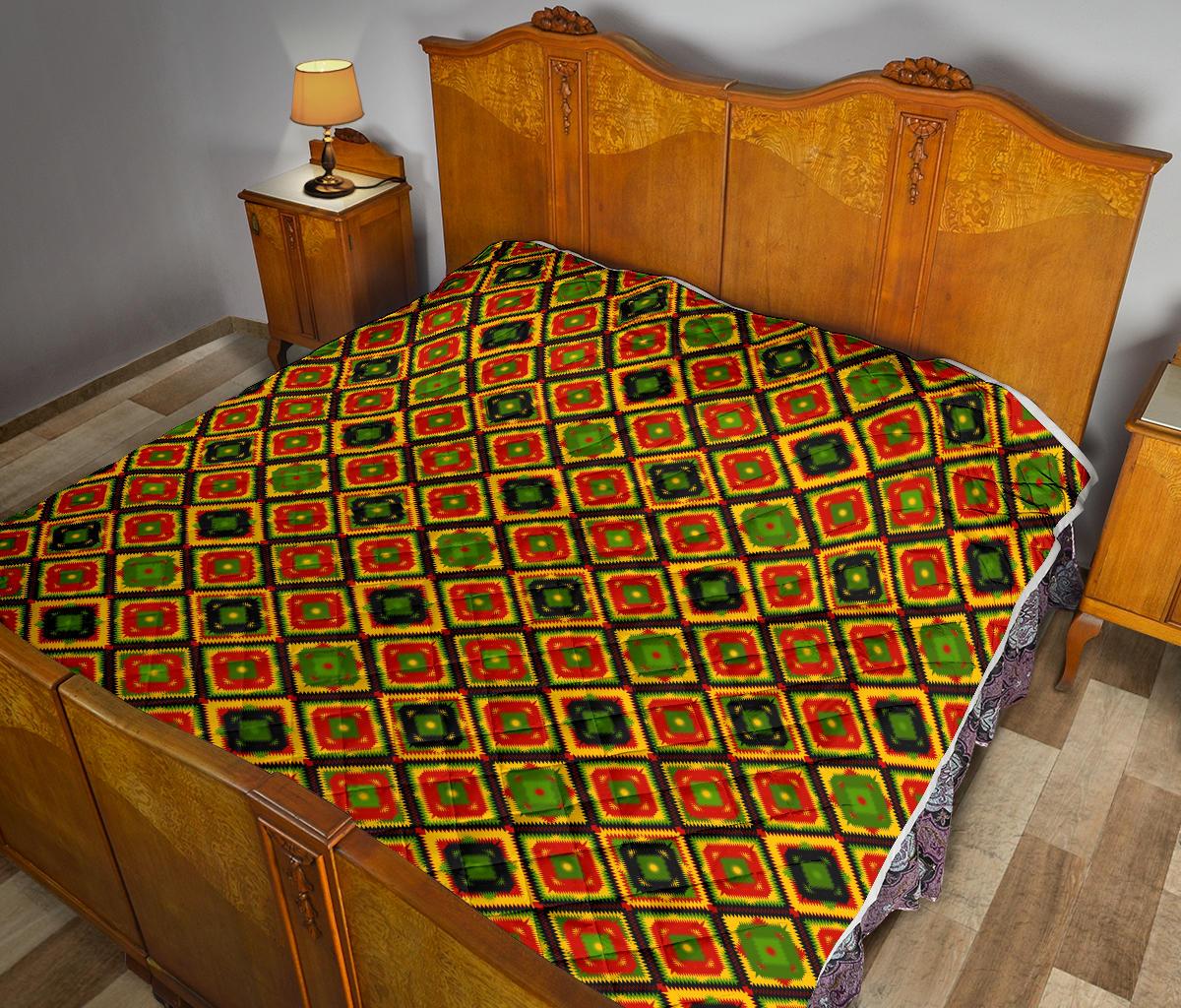 Rasta Reggae Color Pattern Premium Quilt-JTAMIGO.COM