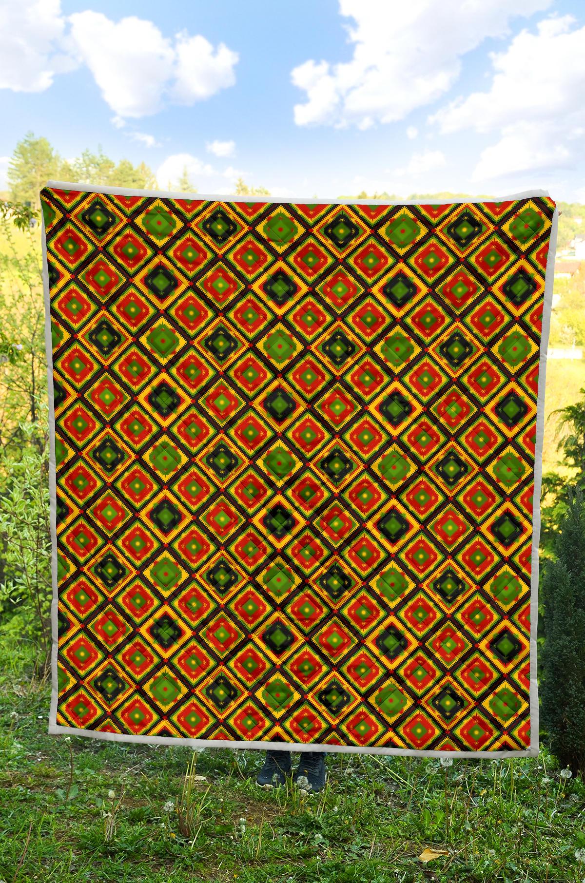 Rasta Reggae Color Pattern Premium Quilt-JTAMIGO.COM