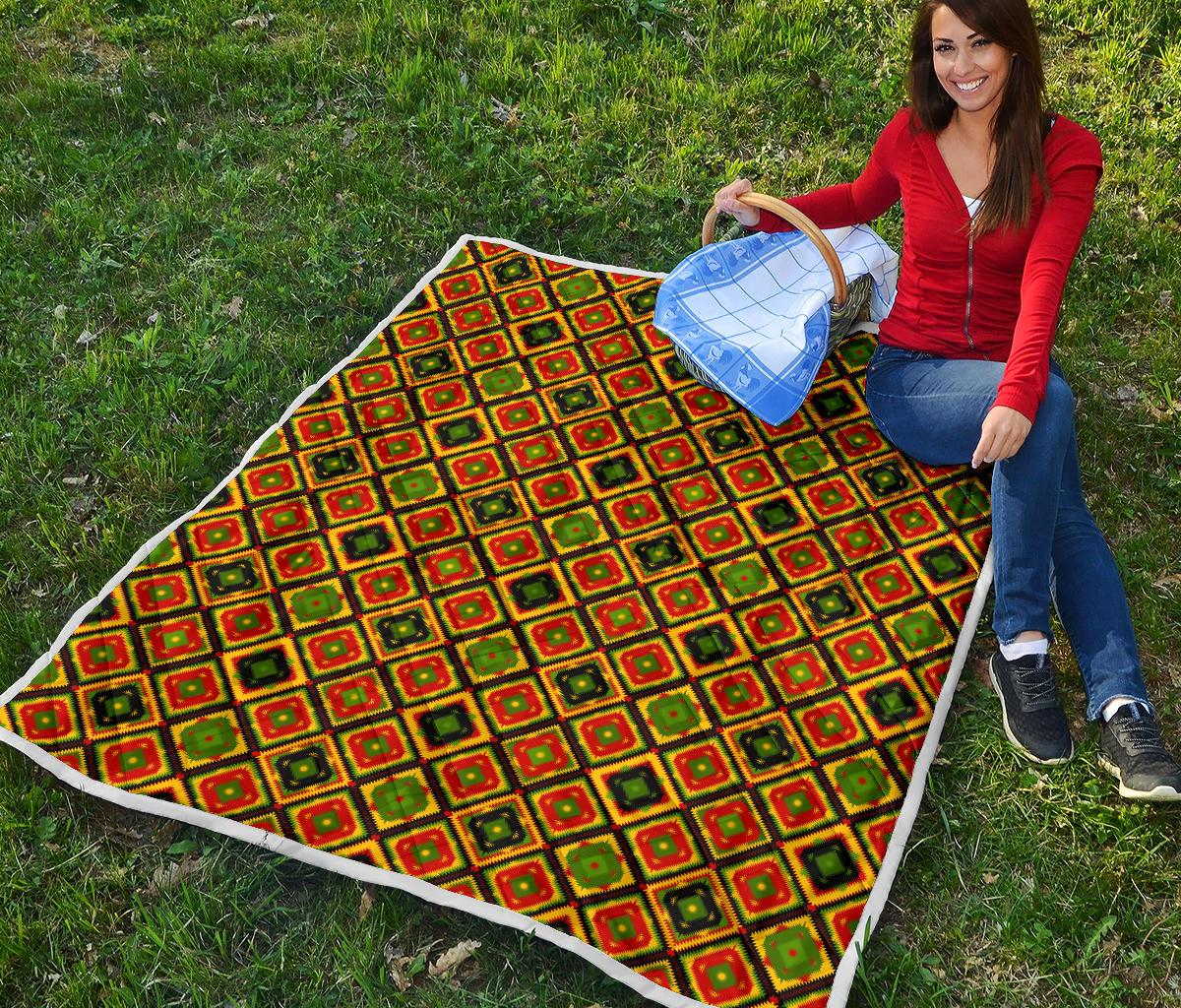 Rasta Reggae Color Pattern Premium Quilt-JTAMIGO.COM