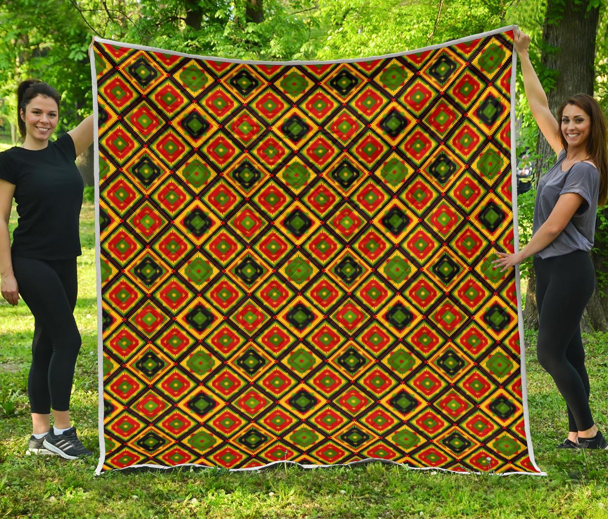 Rasta Reggae Color Pattern Premium Quilt-JTAMIGO.COM