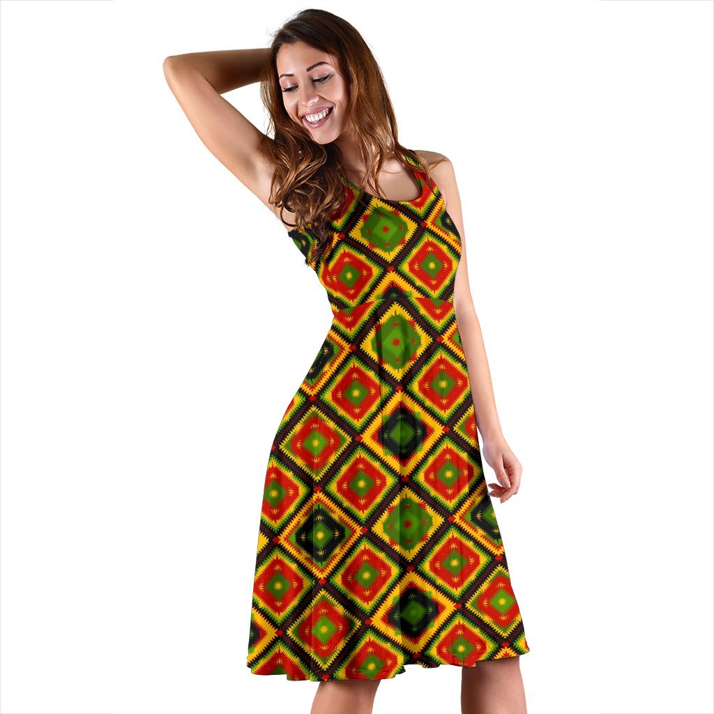 Rasta Reggae Color Pattern Sleeveless Dress