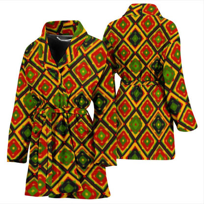 Rasta Reggae Color Pattern Women Bath Robe-JTAMIGO.COM