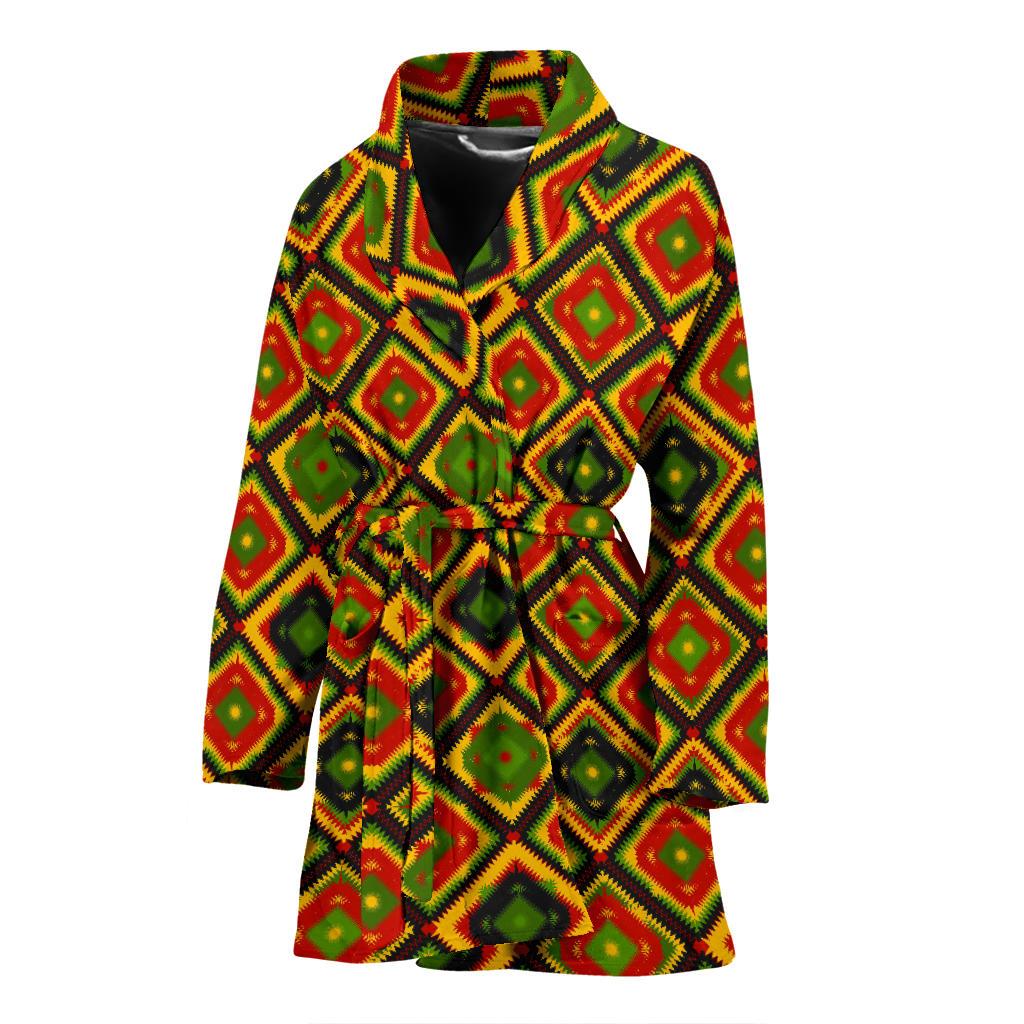 Rasta Reggae Color Pattern Women Bath Robe-JTAMIGO.COM