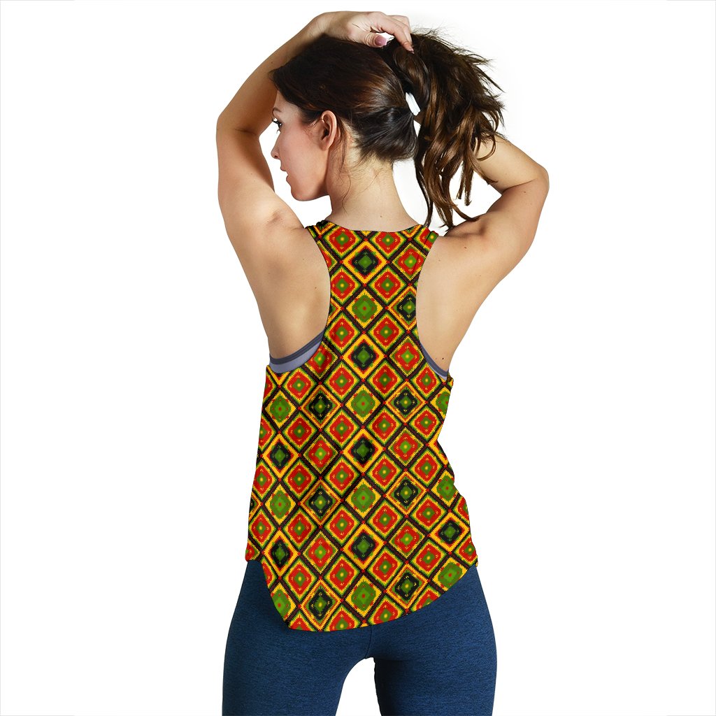 Rasta Reggae Color Pattern Women Racerback Tank Top