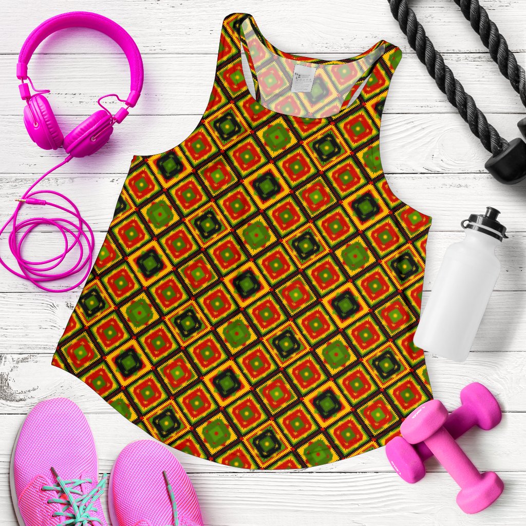 Rasta Reggae Color Pattern Women Racerback Tank Top