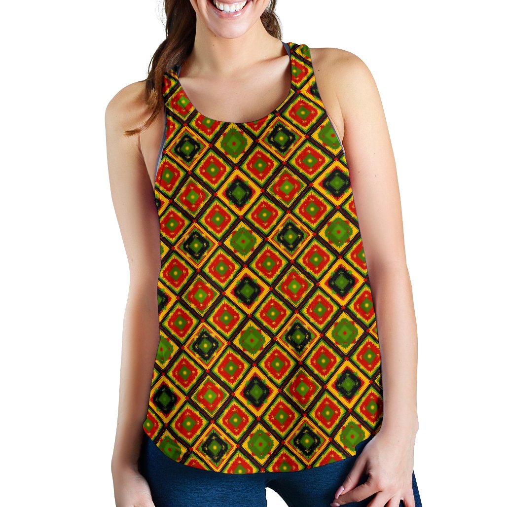 Rasta Reggae Color Pattern Women Racerback Tank Top
