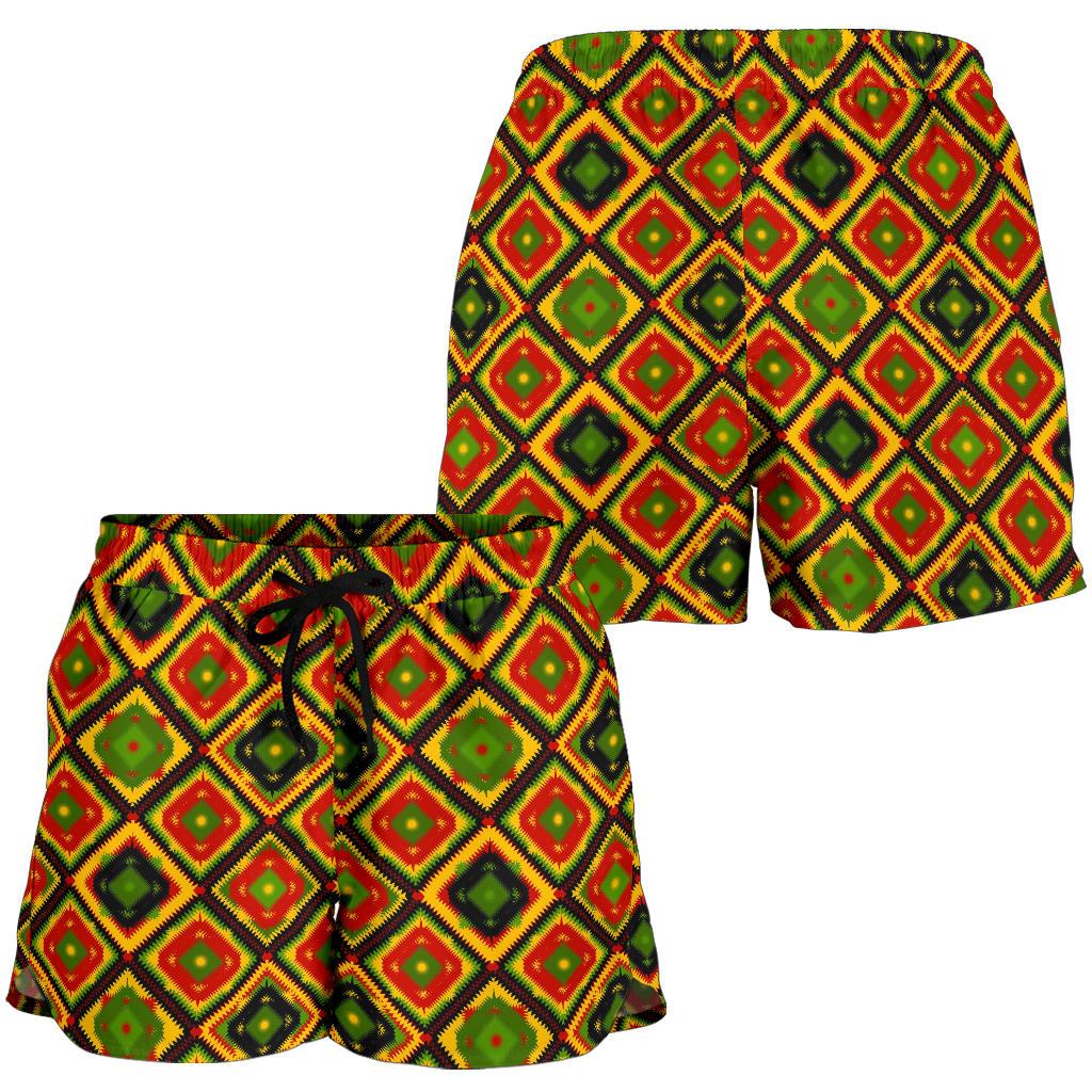Rasta Reggae Color Pattern Women Shorts-JTAMIGO.COM