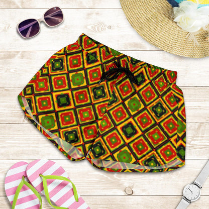 Rasta Reggae Color Pattern Women Shorts-JTAMIGO.COM