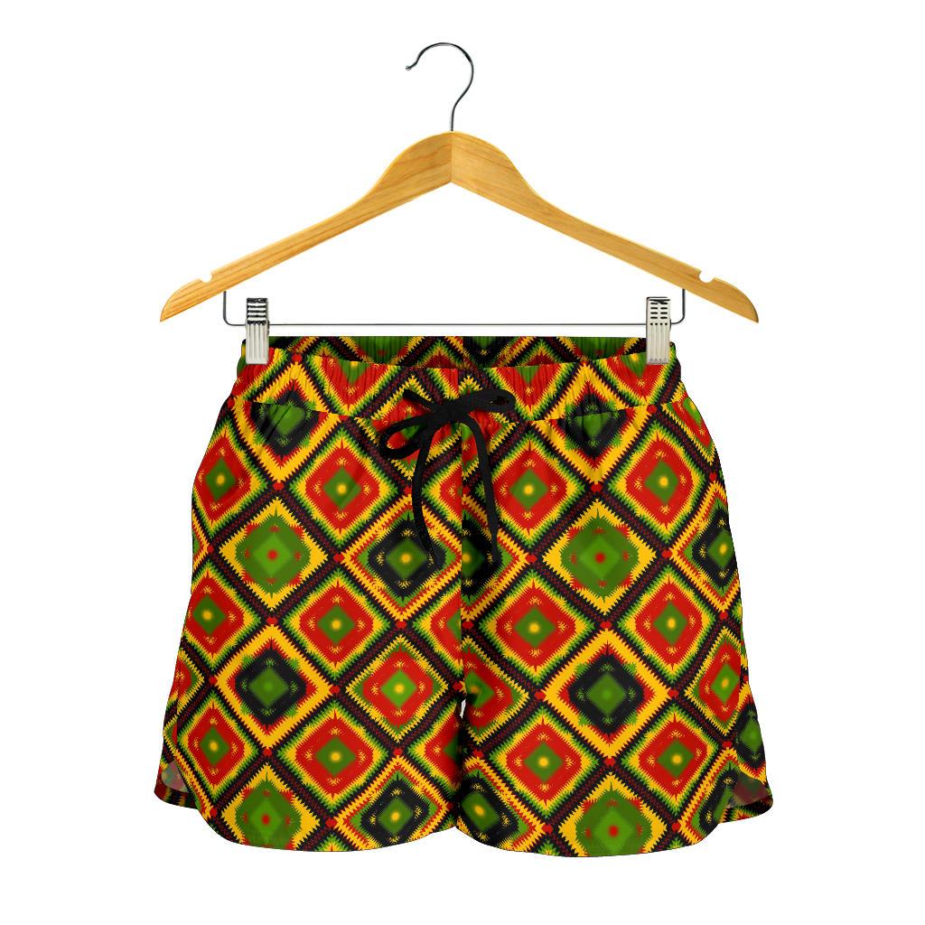 Rasta Reggae Color Pattern Women Shorts-JTAMIGO.COM
