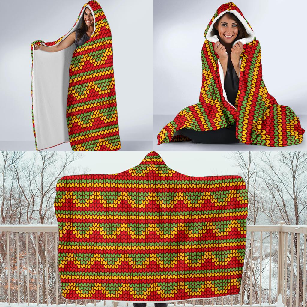 Rasta Reggae Color Print Hooded Blanket-JTAMIGO.COM