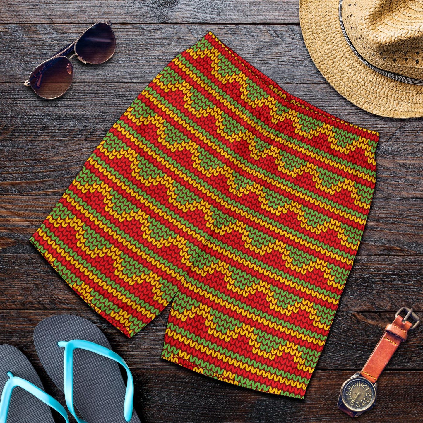 Rasta Reggae Color Print Mens Shorts-JTAMIGO.COM